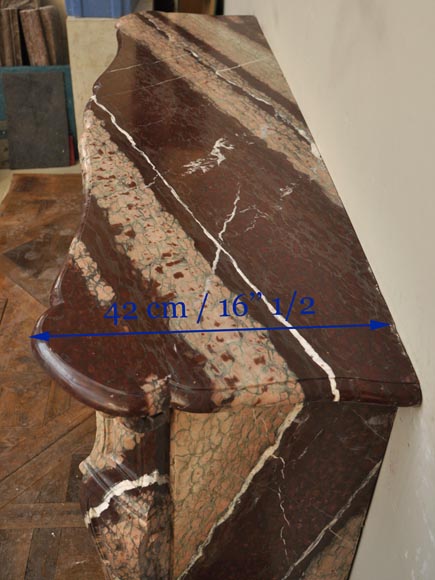 Antique Louis XV style fireplace made out of Campan Rubané marble Antique Louis XV style fireplace made out of Campan Rubané marble-9