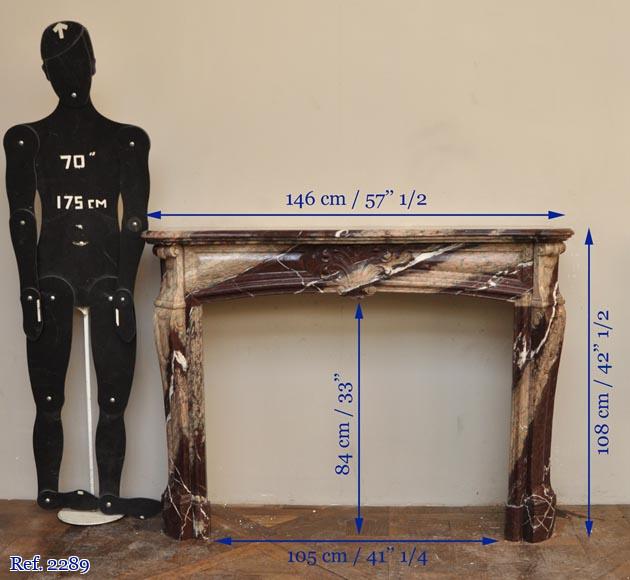 Antique Louis XV style fireplace made out of Campan Rubané marble Antique Louis XV style fireplace made out of Campan Rubané marble-10