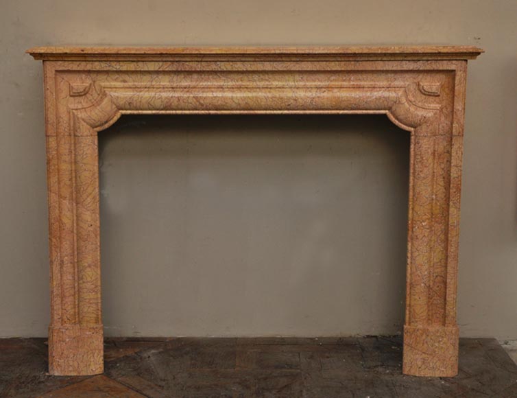 Antique Louis XIV style fireplace in yellow Brocatelle marble Antique Louis XIV style fireplace in yellow Brocatelle marble-0