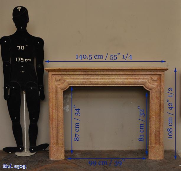 Antique Louis XIV style fireplace in yellow Brocatelle marble Antique Louis XIV style fireplace in yellow Brocatelle marble-8