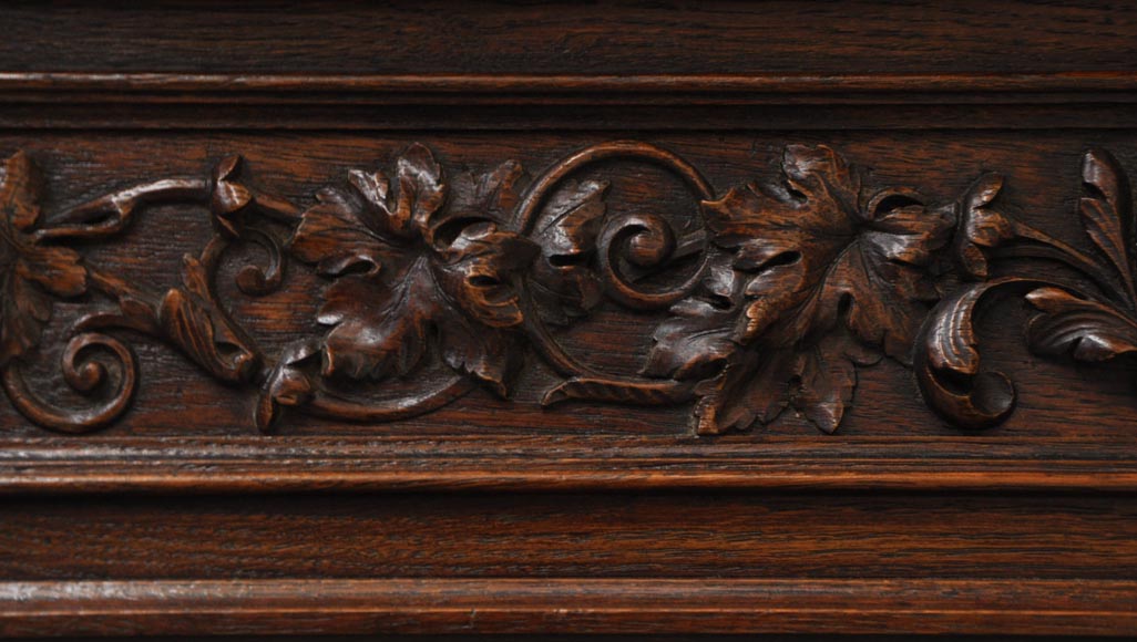 Large oak wood Louis XIII style fireplace with trumeau mirror Large oak wood Louis XIII style fireplace with trumeau mirror-10