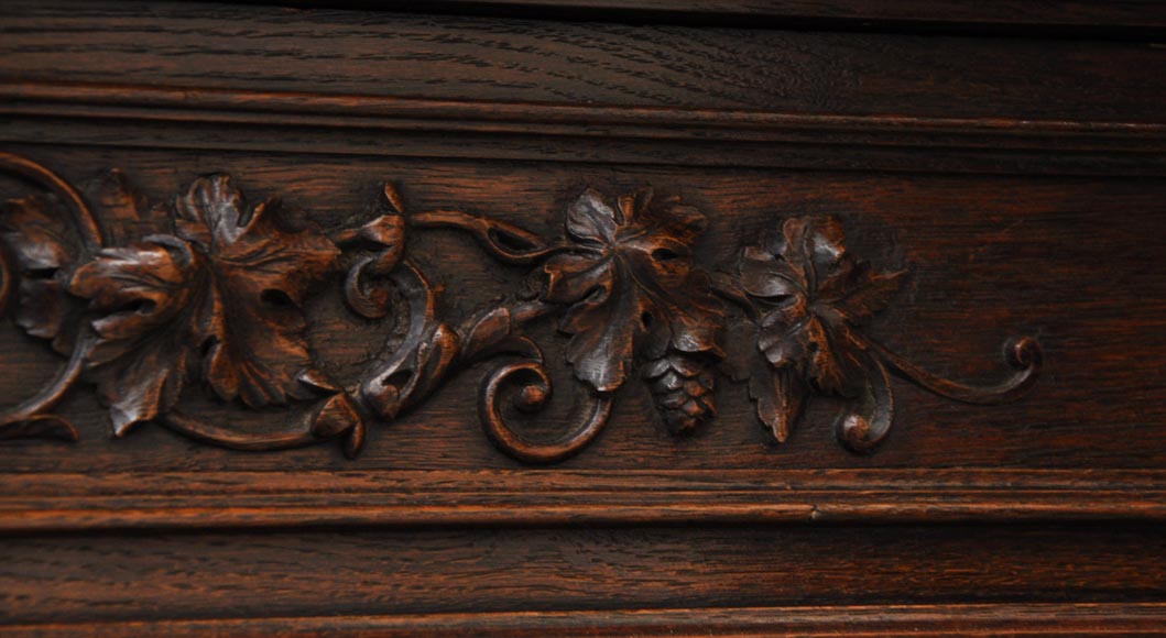 Large oak wood Louis XIII style fireplace with trumeau mirror Large oak wood Louis XIII style fireplace with trumeau mirror-11