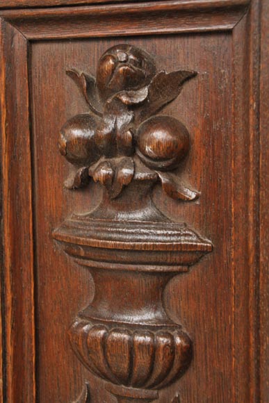 Antique Napoleon III style oak wood fireplace with  Antique Napoleon III style oak wood fireplace with