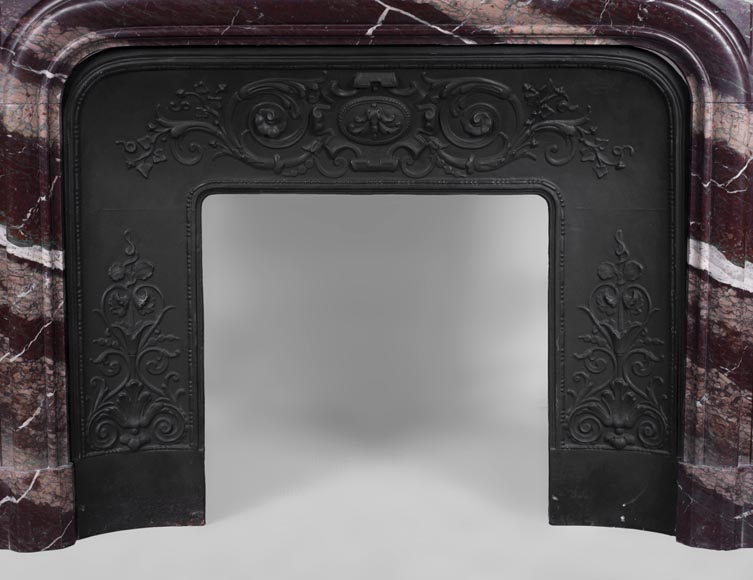 Antique Louis XIV style fireplace in Campan Rubane marble -8