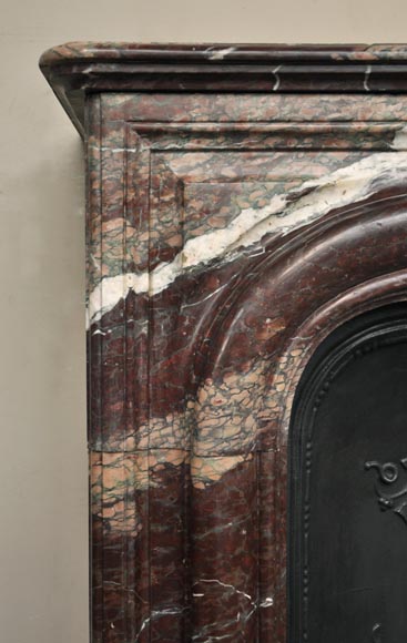 Antique Louis XIV style fireplace in Campan Rubane marble Antique Louis XIV style fireplace in Campan Rubane marble-3
