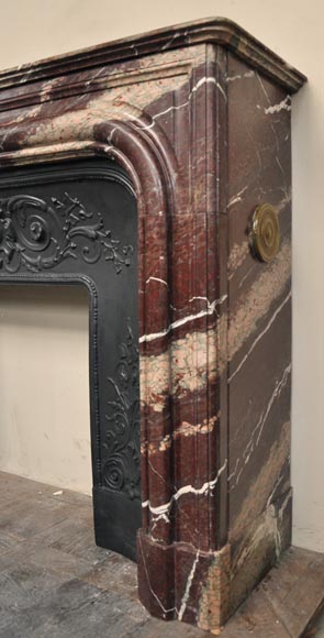 Antique Louis XIV style fireplace in Campan Rubane marble Antique Louis XIV style fireplace in Campan Rubane marble-5