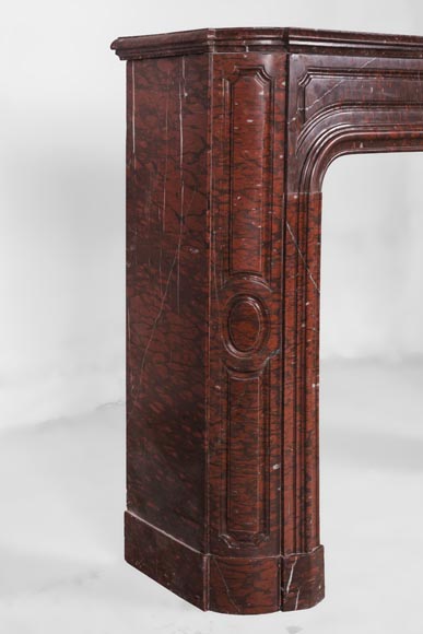 Antique large Louis XV style fireplace in Rouge Griotte marble Antique large Louis XV style fireplace in Rouge Griotte marble-5