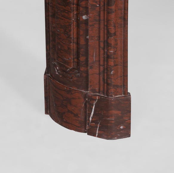 Antique large Louis XV style fireplace in Rouge Griotte marble Antique large Louis XV style fireplace in Rouge Griotte marble-7