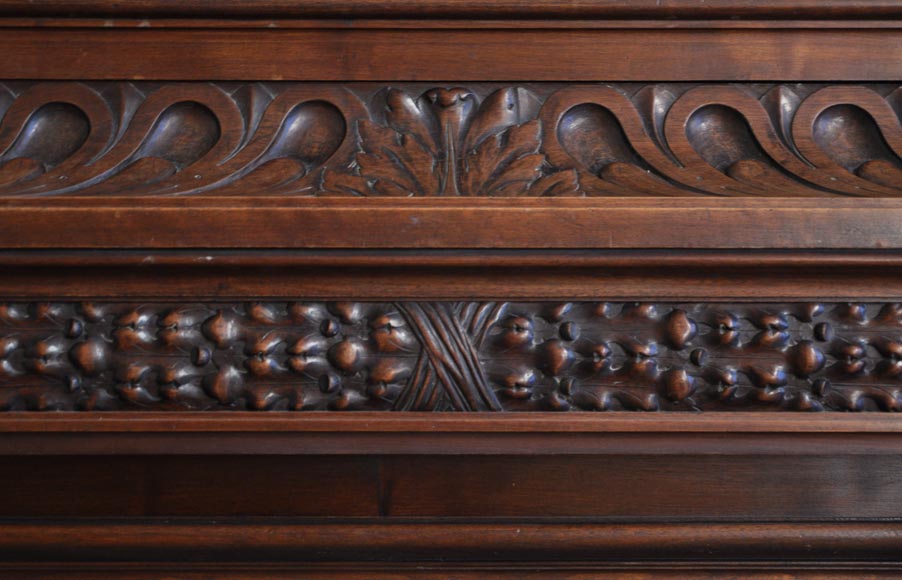 Large antique Napoleon III style fireplace in walnut wood Large antique Napoleon III style fireplace in walnut wood-6