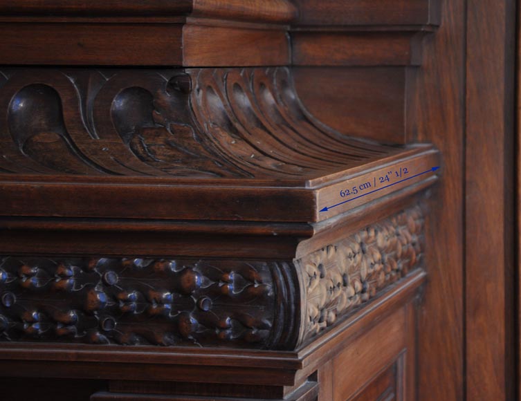 Large antique Napoleon III style fireplace in walnut wood Large antique Napoleon III style fireplace in walnut wood-12