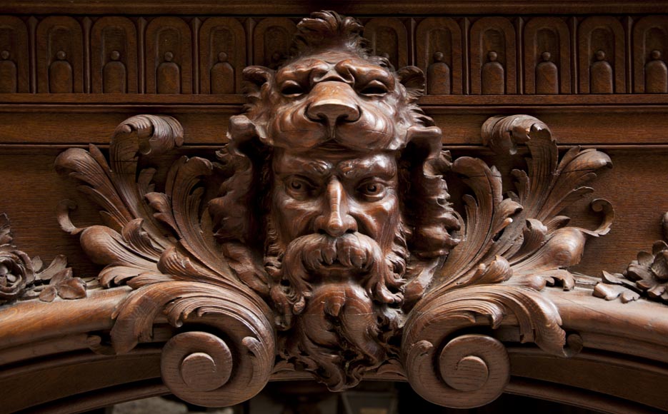 Exceptional antique oak wood fireplace made after the model of the fireplace in the Hercules Salon in Versailles Palace Exceptional antique oak wood fireplace made after the model of the fireplace in the Hercules Salon in Versailles Palace-2