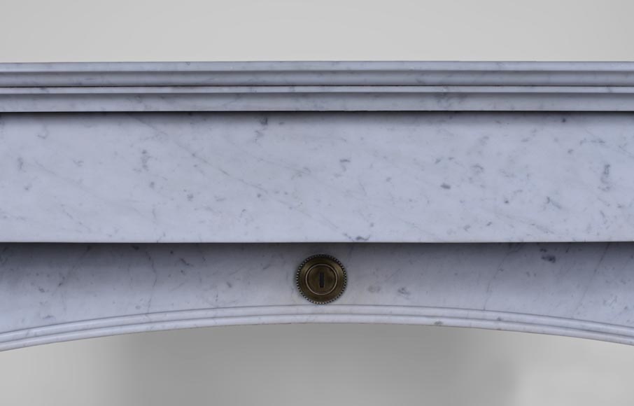 Antique Napoleon III style fireplace with lion's paws in Carrara marble  Antique Napoleon III style fireplace with lion's paws in Carrara marble -1