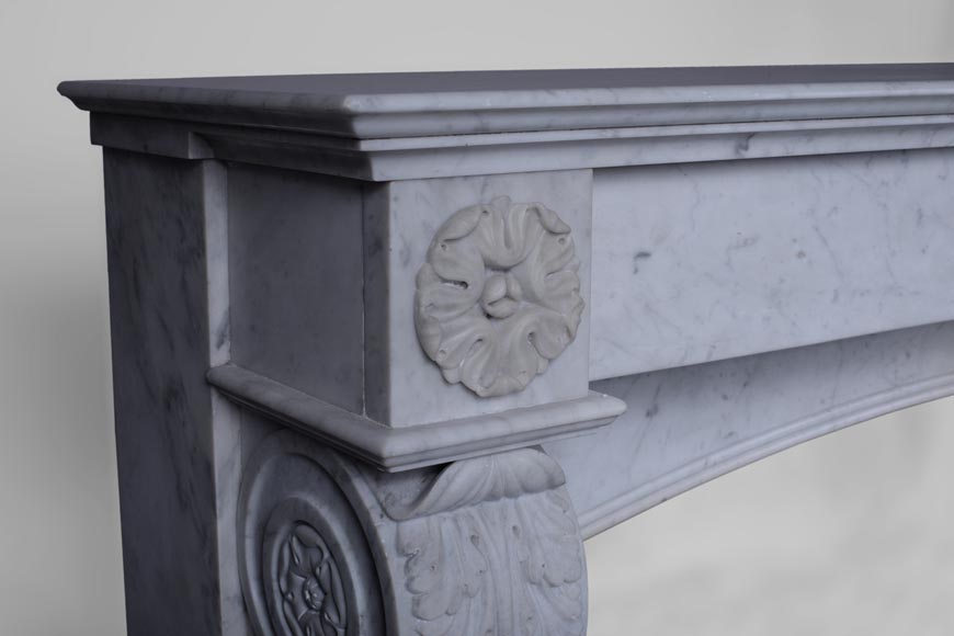 Antique Napoleon III style fireplace with lion's paws in Carrara marble  Antique Napoleon III style fireplace with lion's paws in Carrara marble -3