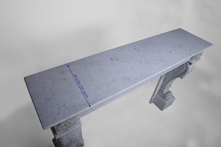 Antique Napoleon III style fireplace with lion's paws in Carrara marble  Antique Napoleon III style fireplace with lion's paws in Carrara marble -9