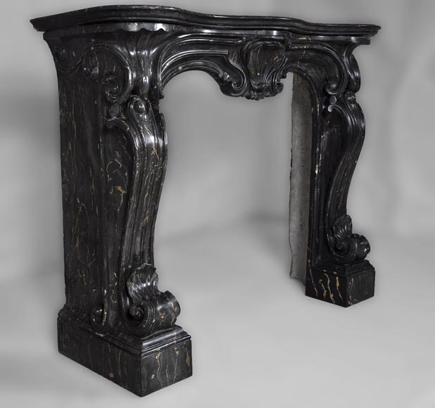 Antique Napoleon III style fireplace made out of scagliola painted in Portor marble imitation Antique Napoleon III style fireplace made out of scagliola painted in Portor marble imitation-3