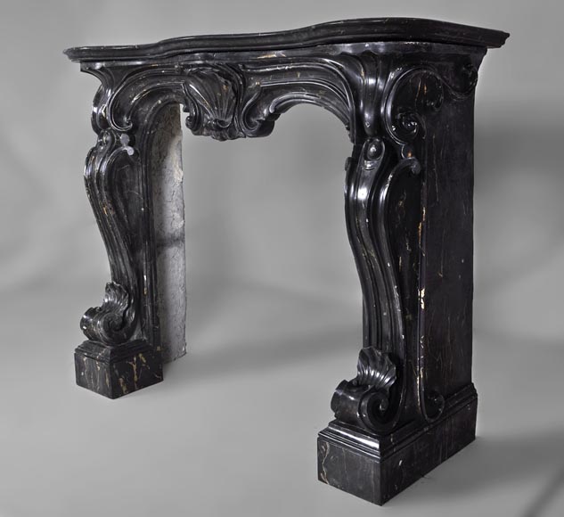 Antique Napoleon III style fireplace made out of scagliola painted in Portor marble imitation Antique Napoleon III style fireplace made out of scagliola painted in Portor marble imitation-7