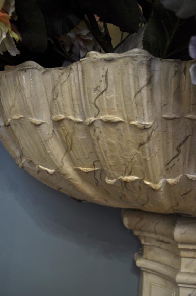 Beautiful antique interior fountain with its boiserie panel and oil on canvas painting Beautiful antique interior fountain with its boiserie panel and oil on canvas painting-4