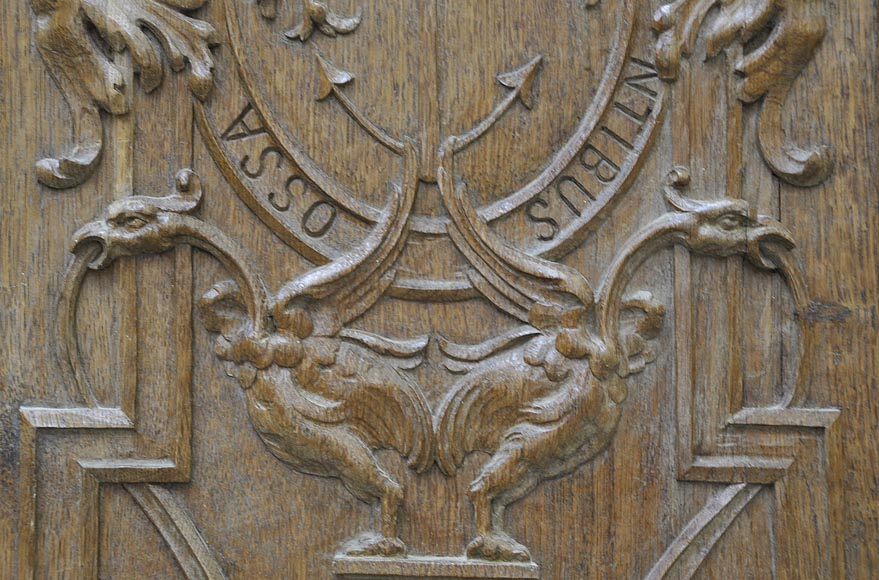 False pair of antique  carved oak doors from the 19th century False pair of antique  carved oak doors from the 19th century-3