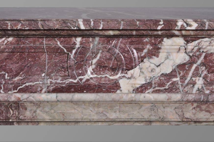 Beautiful antique Louis XVI style fireplace with round corners in violet Villefranche marble -1