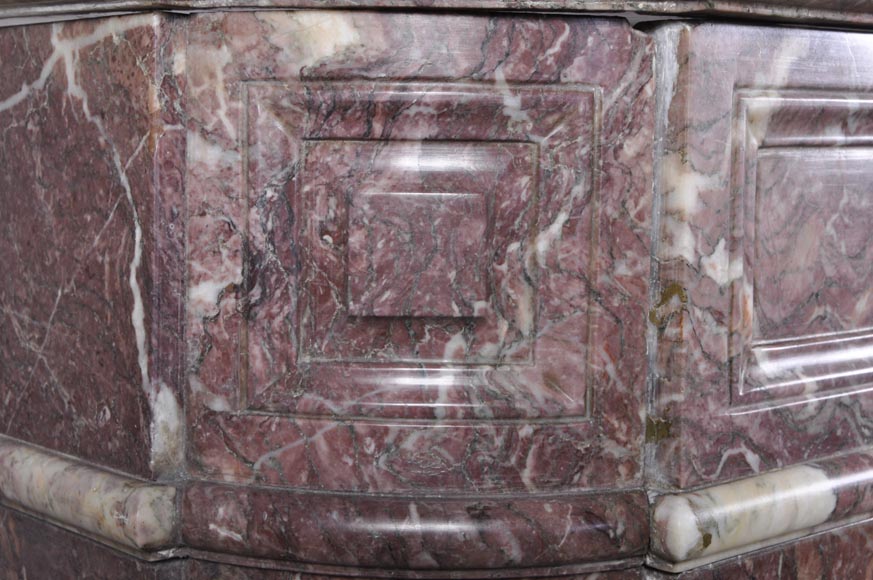 Beautiful antique Louis XVI style fireplace with round corners in violet Villefranche marble -3