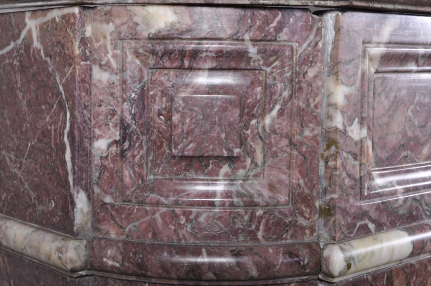 Beautiful antique Louis XVI style fireplace with round corners in violet Villefranche marble  Beautiful antique Louis XVI style fireplace with round corners in violet Villefranche marble -3