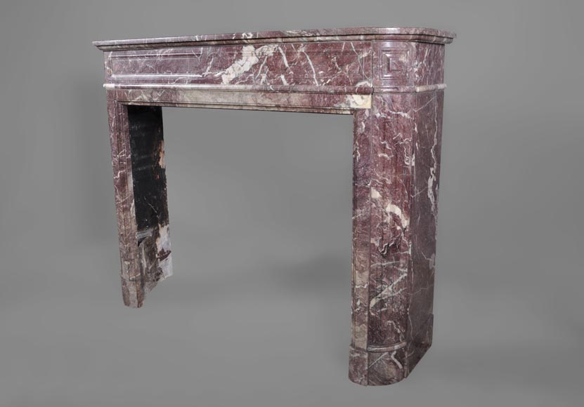 Beautiful antique Louis XVI style fireplace with round corners in violet Villefranche marble  Beautiful antique Louis XVI style fireplace with round corners in violet Villefranche marble -5