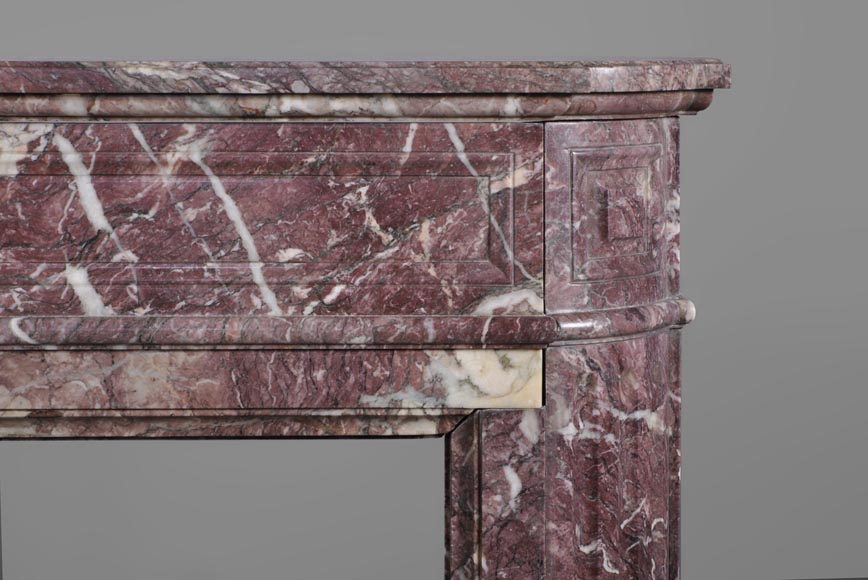 Beautiful antique Louis XVI style fireplace with round corners in violet Villefranche marble  Beautiful antique Louis XVI style fireplace with round corners in violet Villefranche marble -6