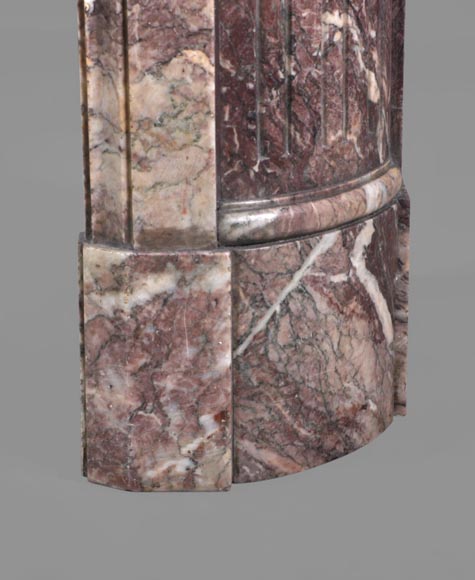 Beautiful antique Louis XVI style fireplace with round corners in violet Villefranche marble  Beautiful antique Louis XVI style fireplace with round corners in violet Villefranche marble -7