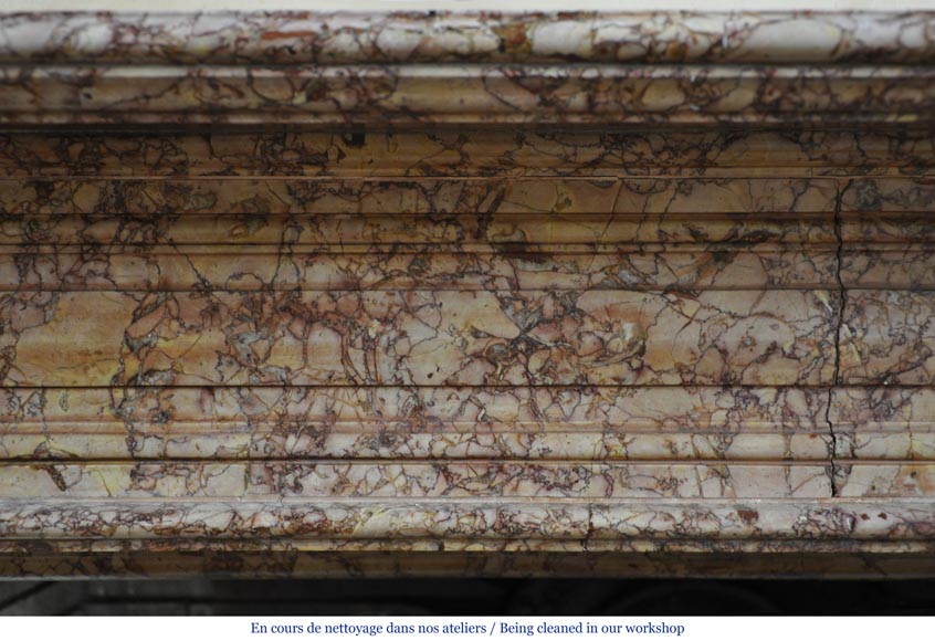 Beautiful antique fireplace in Louis Phillipe style carved out of Brocatelle marble Beautiful antique fireplace in Louis Phillipe style carved out of Brocatelle marble-1