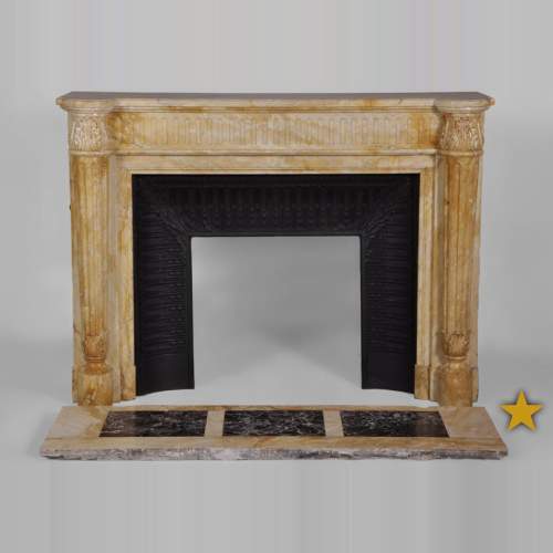 Beautiful antique Louis XVI style fireplace in Yellow from Siena marble with half-columns
