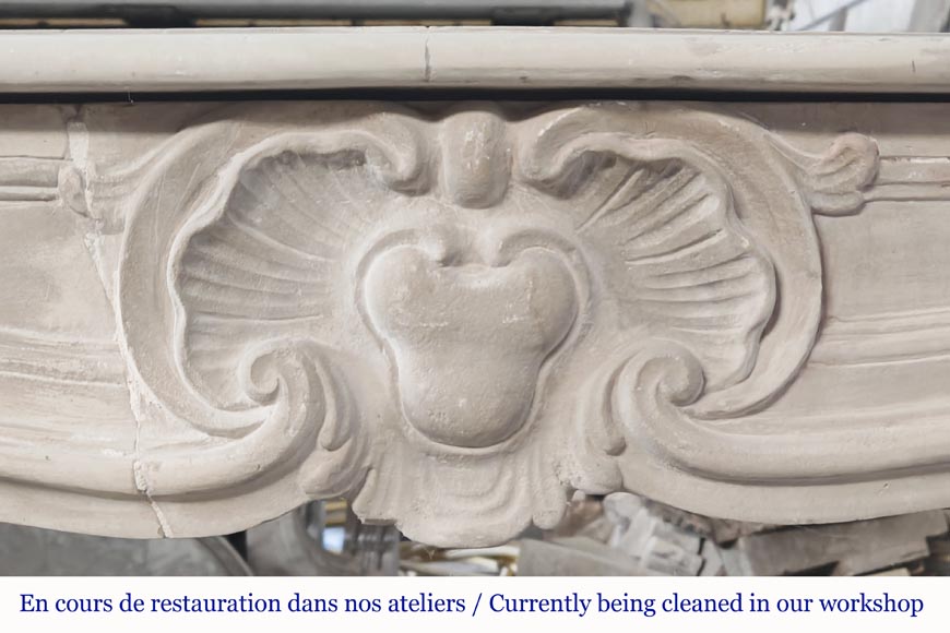 Louis XV style stone fireplace Louis XV style stone fireplace-1