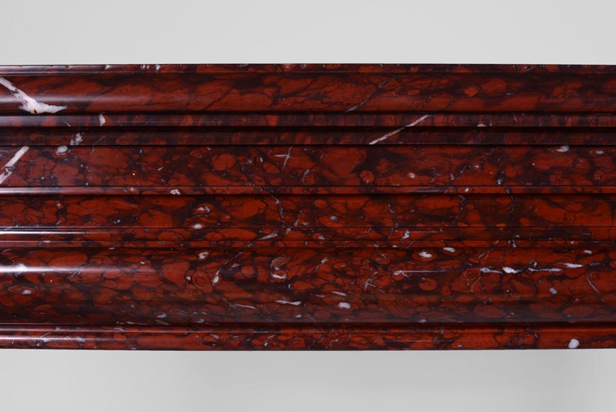 Antique Louis XIV style fireplace in Red Griotte marble with its cast iron insert Antique Louis XIV style fireplace in Red Griotte marble with its cast iron insert-1