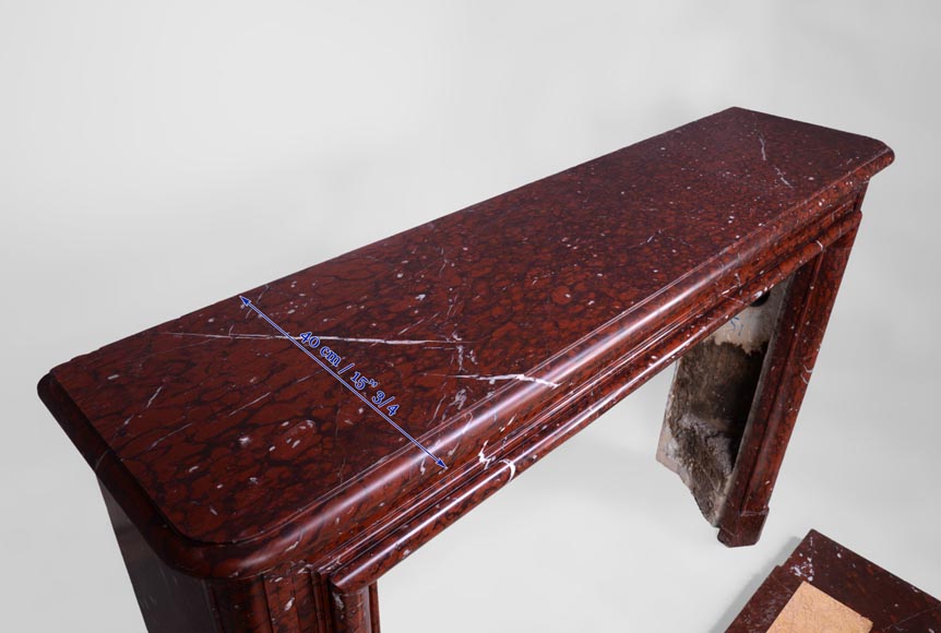 Antique Louis XIV style fireplace in Red Griotte marble with its cast iron insert Antique Louis XIV style fireplace in Red Griotte marble with its cast iron insert-9