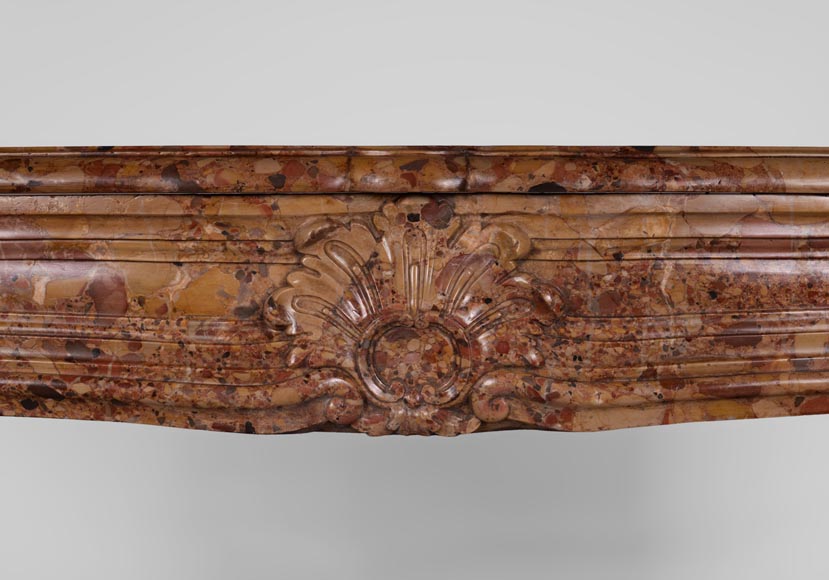 Rare antique Regence period fireplace in Aleppo Breccia marble with its original cast iron insert Rare antique Regence period fireplace in Aleppo Breccia marble with its original cast iron insert-1