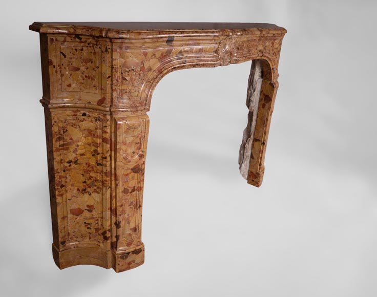 Rare antique Regence period fireplace in Aleppo Breccia marble with its original cast iron insert Rare antique Regence period fireplace in Aleppo Breccia marble with its original cast iron insert-2