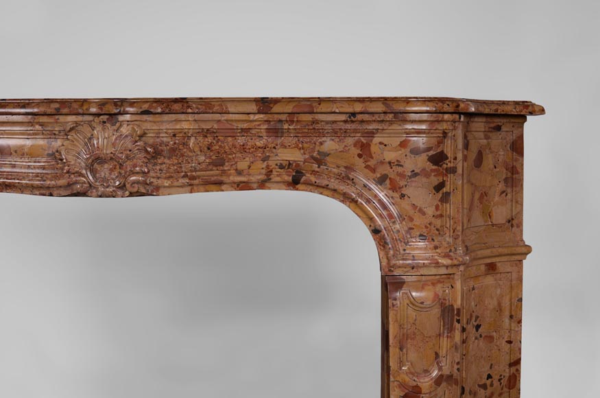 Rare antique Regence period fireplace in Aleppo Breccia marble with its original cast iron insert Rare antique Regence period fireplace in Aleppo Breccia marble with its original cast iron insert-7