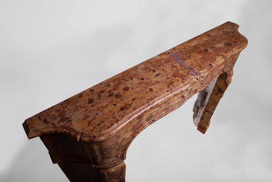 Rare antique Regence period fireplace in Aleppo Breccia marble with its original cast iron insert Rare antique Regence period fireplace in Aleppo Breccia marble with its original cast iron insert-9