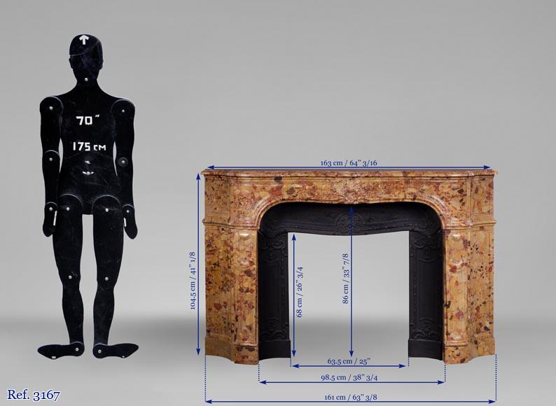 Rare antique Regence period fireplace in Aleppo Breccia marble with its original cast iron insert Rare antique Regence period fireplace in Aleppo Breccia marble with its original cast iron insert-10