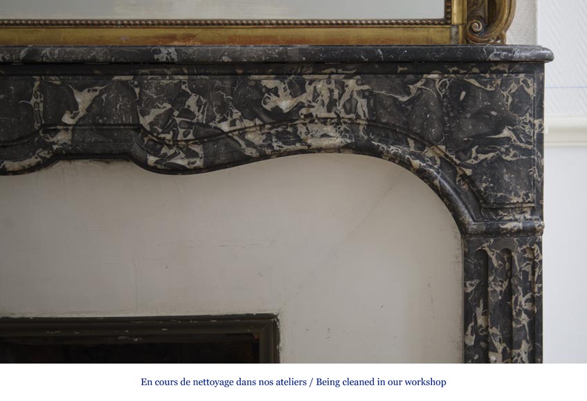 Antique Regency period fireplace in Grey Sainte Anne marble, 18th c. Antique Regency period fireplace in Grey Sainte Anne marble, 18th c.-5