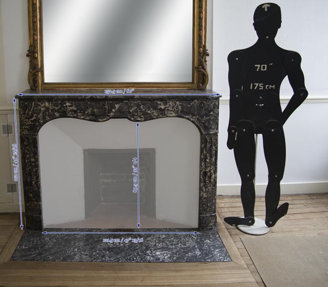 Antique Regency period fireplace in Grey Sainte Anne marble, 18th c. Antique Regency period fireplace in Grey Sainte Anne marble, 18th c.-8