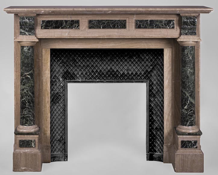 Antique Napoleon III style fireplace with columns in Sea Green marble Antique Napoleon III style fireplace with columns in Sea Green marble-0