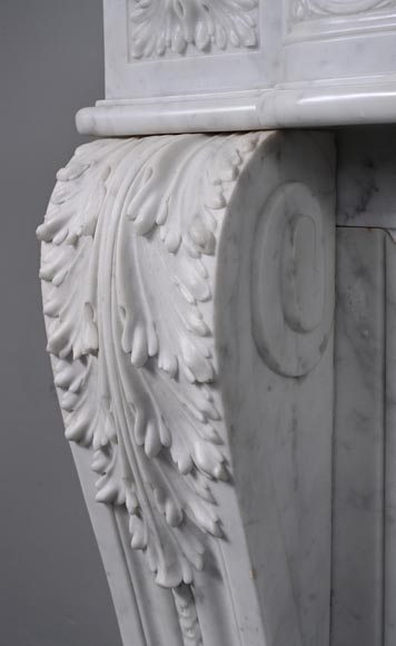 Louis XVI style Carrara marble mantel with floral décor Louis XVI style Carrara marble mantel with floral décor-13