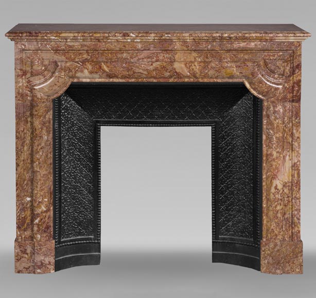 Antique Louis XIV style fireplace in Brèche marble Antique Louis XIV style fireplace in Brèche marble-0