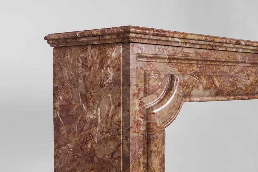 Antique Louis XIV style fireplace in Brèche marble Antique Louis XIV style fireplace in Brèche marble-3