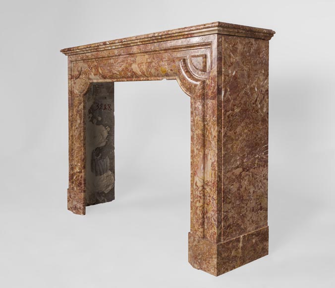 Antique Louis XIV style fireplace in Brèche marble Antique Louis XIV style fireplace in Brèche marble-5