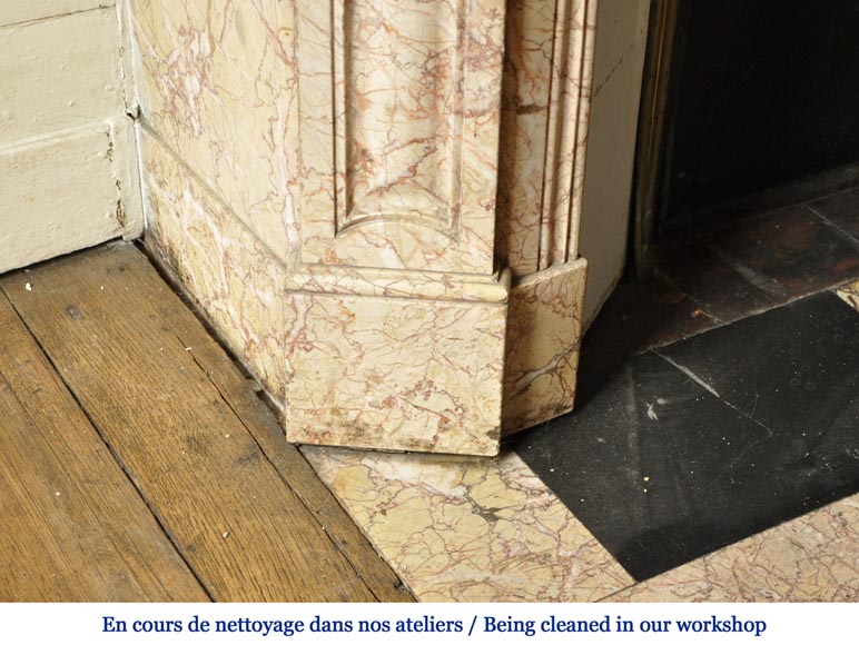 Antique Louis XV style fireplace in Breccia Nuvolata marble with its Carrara marble shell Antique Louis XV style fireplace in Breccia Nuvolata marble with its Carrara marble shell-4