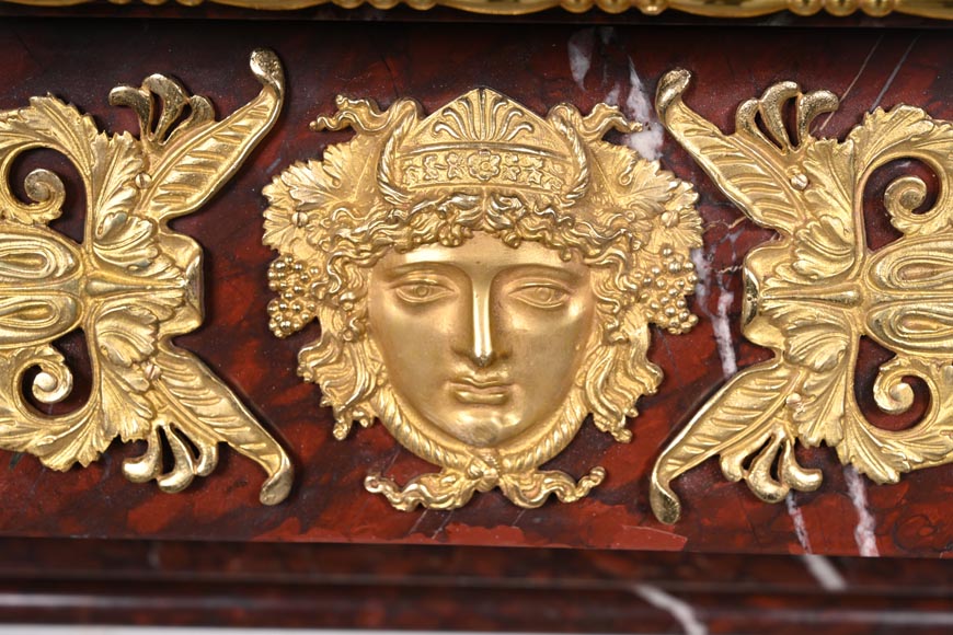 Empire Fireplace in Griotte Red Marble with Gilt Bronze Empire Fireplace in Griotte Red Marble with Gilt Bronze-2