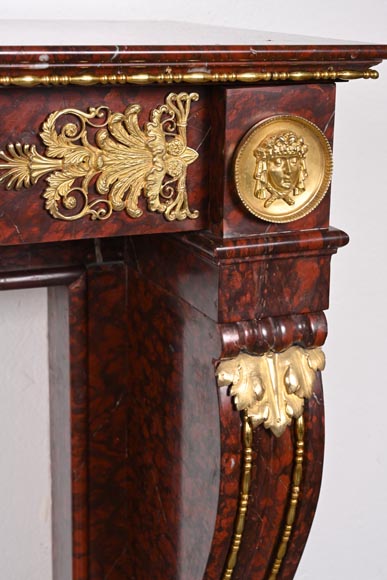 Empire Fireplace in Griotte Red Marble with Gilt Bronze Empire Fireplace in Griotte Red Marble with Gilt Bronze-8