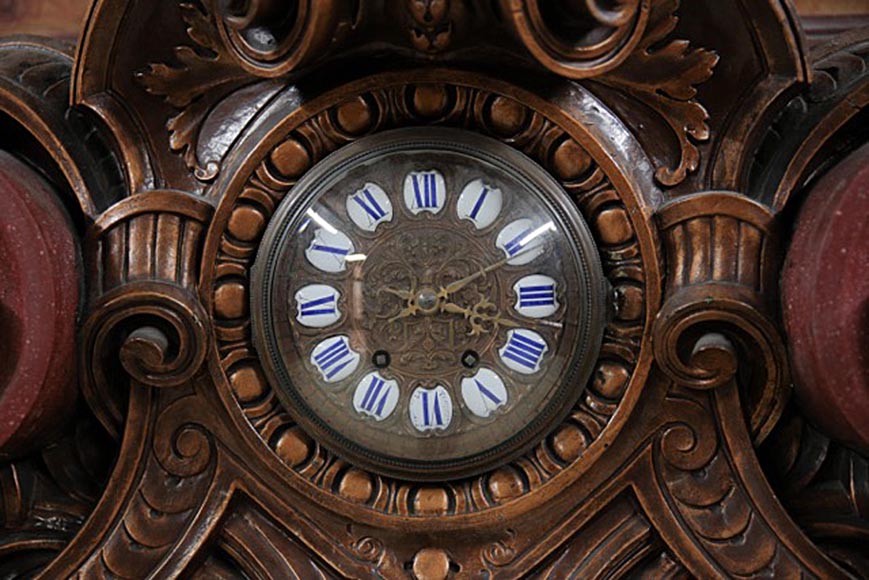 Rare Napoleon III paneled room in blackened wood with its monumental fireplace in stucco in imitation of porphyry Rare Napoleon III paneled room in blackened wood with its monumental fireplace in stucco in imitation of porphyry-5