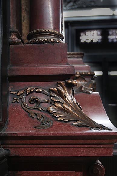 Rare Napoleon III paneled room in blackened wood with its monumental fireplace in stucco in imitation of porphyry Rare Napoleon III paneled room in blackened wood with its monumental fireplace in stucco in imitation of porphyry-7